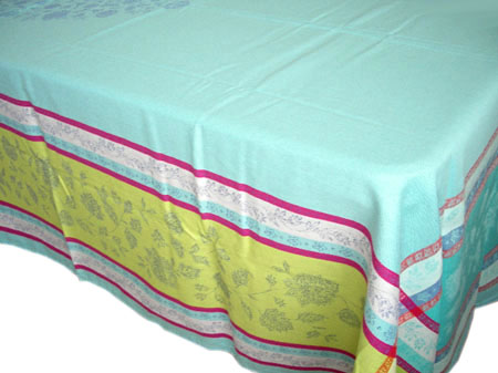 Jacquard tablecloth Teflon (Marat d'Avignon Arles. Turquoise) - Click Image to Close